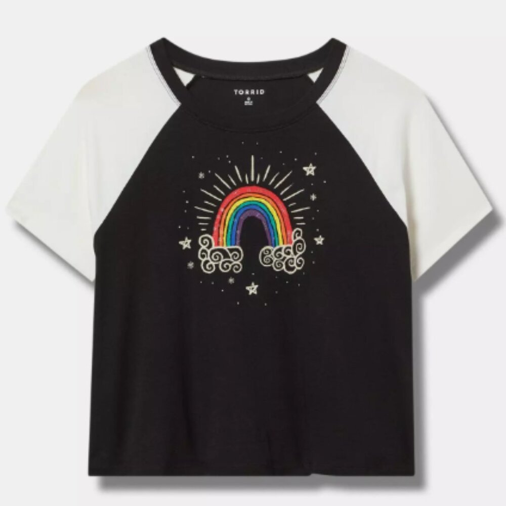 TORRID Rainbow Vintage Jersey Ringer Baby Tee